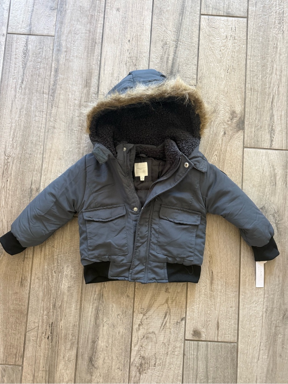 Tahari Boy Dark Gray Hooded Puffer Jacket